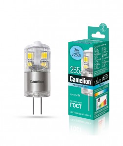 Camelion G4 220V 3W(255lm 330°) 4500K 4K прозр. 36x16 пластик/алюм LED3-G4-JD-NF/845/G4