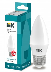 IEK свеча C35 E27 7W(630lm) 4000K 4K 100x35 матов. ECO LLE-C35-7-230-40-E27
