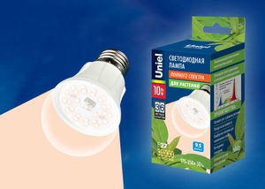 Uniel фито лампа св/д для растений A60 E27 10W прозр/алюминий! LED-A60-10W/SPFR/E27/CL PLP01WH