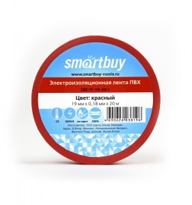 Smartbuy Изолента ПВХ 19/20 0.18х19мм, 20 метров, красная (SBE-IT-19-20-r)