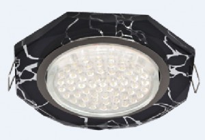 Ecola GX53 H4 5312 св-к Стекло 8-угольник хром-хром на черном 38x133 FB538AECH