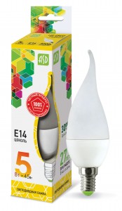 ASD standard Свеча на ветру C37 E14  5W(450lm) 3000К 2K 132x37 пластик/алюм  4518
