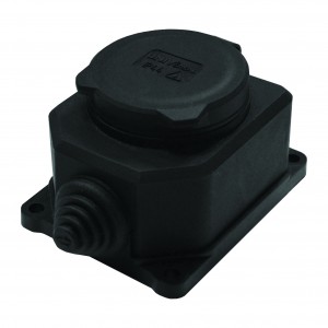 UNIVersal розетка прямая ОУ 1 гн. с загл. каучук (черный) 2P+E 1x16 220-240V IP44 3032 (РФ)