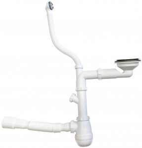 Aquant Сифон для кухни 3 1/2"х40 со смещением,отвод для стир.маш,круг.пер,гиб.тр.40х40/50,B0240-4-MR