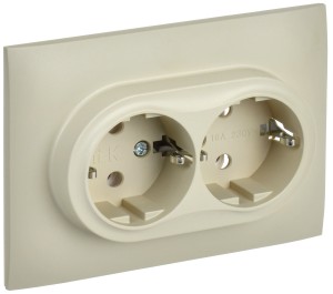 IEK SKANDY роз. СУ 2 мест. 16А (земля) бежевый SK-R08B SK-R21-16-K10-F