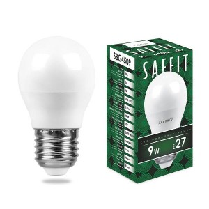 Saffit шар G45 E27 9W(810lm) 6400K 6K матовая, пластик 80x45 SBG4509 55126