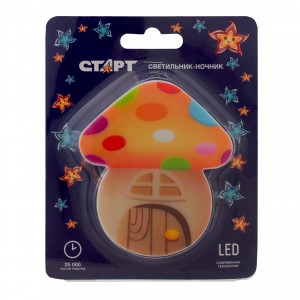 СТАРТ ночник NL 3LED Гриб-домик, оранжевый, 220V с выкл.