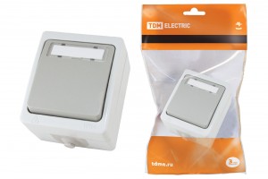 TDM Вуокса кнопка звон. ОУ 1 кл. 6А серый (IP54) (10!) SQ1803-0006