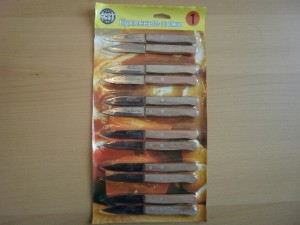 Нож №1 с дерев ручкой, лезвие 7,4см, блистер, 3" BL12, цена за шт AST