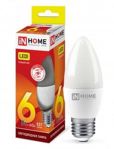 ASD/inHome VC свеча C37 E27 6W(540lm) 3000К 3K 107x37 (без пульсации) 0402