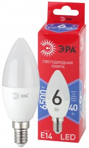 ЭРА ECO свеча B35 E14 6W(480lm) 6500K 6K 100х37 B35-6W-865-E14 5826