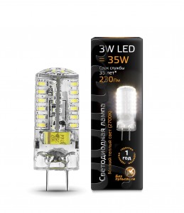 Gauss GY6.35 220V 3W(230lm) 2700K 2K 41x15 силикон 107719103