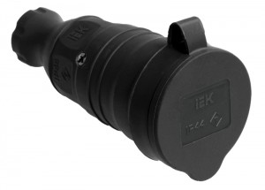 IEK штепсель (разъем) с загл. каучук РБп13-1-0м 2P+E 1x16 220-240V черн. IP44 PKR21-016-2-K02
