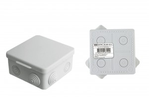 TDM коробка распред. 80х80х50 мм ОУ с крышкой IP54 7входов  инд.ш-к СЕРАЯ (100!) SQ1401-0512