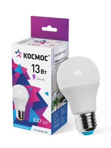 Космос ЛОН A60 E27 13W (1150lm) 6500K 6K матов. 108x60 LkecLED13wA60E2765