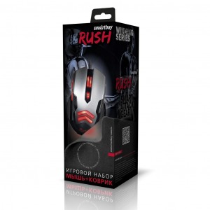 Мышь игровая проводная Smartbuy RUSH черная/серая + коврик (SBM-729G-K) / 40