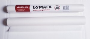 Бумага д/выпечки 38см*25м, силиконизированная, белая, т/у, арт.MR007, M.ROLLS