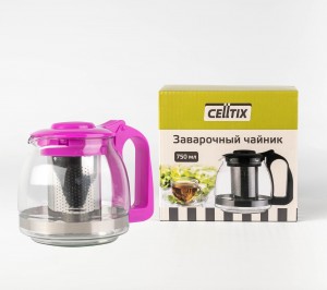 CELLTIX,Чайник заварочный 750мл, "Классик", стекло/пластик, фильтр нерж сталь