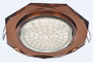 Ecola GX53 H4 5312 св-к Стекло 8-угольник черная медь-янтарь 38x133 FA538AECH