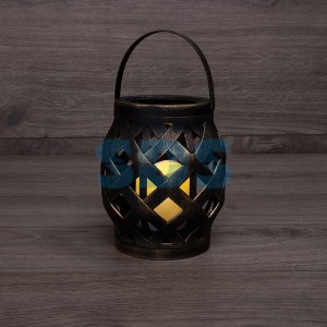 Фонарь декорат. со свечкой 1LED тепл. белый 14*16,5см, плетенный, бронза 513-055 Neon Night