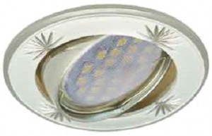 Ecola DL21 MR16 GU5.3 св-к литой поворот.гравир.Четыре цветка Жемчуг/Хром 23x84 FP1615EFY