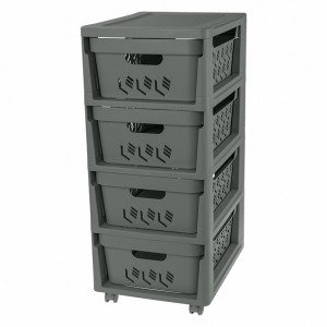 Комод на колесах DELUXE, 4 ящика, (30*38,5*69см), серый 433276911 Econova/Бытпласт