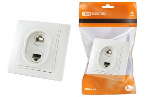 TDM Таймыр роз. телеф./компьют. СУ 2 мест. бел. (керам. осн., RJ11+RJ45) (10!) SQ1814-0023
