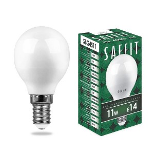 Saffit шар G45 E14 11W(905lm) 4000K 4K матовая, пластик 80x45 SBG4511 55138
