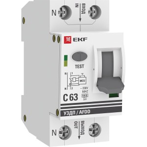 EKF PROxima Устройство защиты от дугового пробоя УЗДП 1P+N 63А (C) 6 кА afdd-2-63C-pro