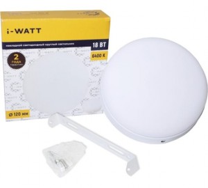 I-WATT св-к св/д накл. даунлайт 18W(1800lm) 6400K 6K круг 120x45 белый (CARLA) i-16105