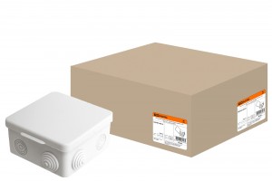 TDM коробка распред. 100х100х55 мм ОУ с крышкой IP54 8 входов инд. штрих-код СЕРАЯ (60!) SQ1401-0513