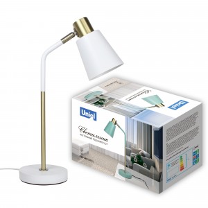 Uniel св-к настольный 40W Е27 металл, пластик, мех.выкл. белый UML-B700 WHITE
