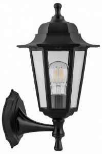 ЭЛЕКТ НБУ Леда1 ЧЕРНЫЙ св-к пласт. сад-парк E27 60W 35х20 6-гран бра верх/вниз проз стекло IP44 2189