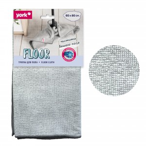Тряпка для пола микрофибра 60*80см,250гр/м2,доп строчка по краю,серая,026390/ YORK
