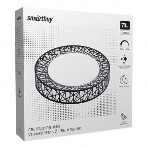 SmartBuy св-к св/д управляемый 70W(5600lm) 2K-4K-6K 390ммx95мм черный/белый IP20 SBL-DIM12-70W