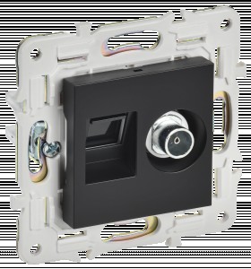 IEK SKANDY мех. роз. СУ 2 мест. TV+RJ45 кат.6E черный SK-A15Bl SK-AK20-2-K02
