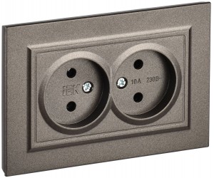 IEK BRITE роз. СУ 2 мест. 10А бронза РС12-2-БрТБ BR-R20-10-K45-F