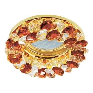 Ecola CD4141 MR16 GU5.3 св-к Круглый с хрусталиками Прозрачный и Янтарь/Золото 50x90 FA1618EFY
