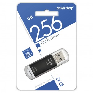 Флэш-диск (флэшка) USB UFD 3.0 Smartbuy 256 GB V-Cut Black (SB256GBVC-K3)