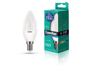 Camelion Свеча E14 12W(980lm 220°) 6500K 6K матов. 107x38 пластик LED12-C35/865/E14