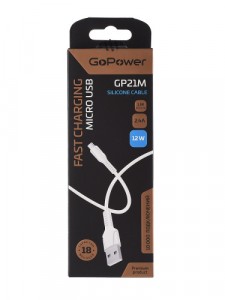 Кабель GoPower GP21M USB (m)-microUSB (m) 2.4A, силикон, белый