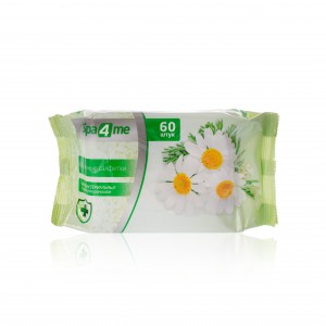 Влажные салфетки антибактер. 60шт с экстрактом ромашки  Spa4Me (4!)