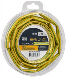 IEK термоусадка трубка ТТУ нг-LS 5/2,5 жел-зел. (2м/упак, цена за уп) ТУТ UDR12-005-D25-002-K52-T