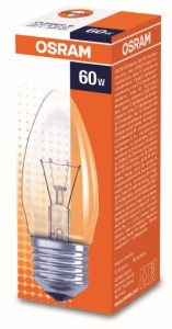 OSRAM B E27 60W свеча прозрачная 4008321665973