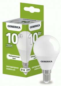 IEK GENERICA шар G45 E14 10W(1000lm) 4000K 4K 45x81 матов.  LL-G45-10-230-40-E14-G