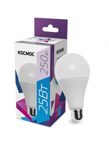 Космос ЛОН A65 E27 25W (2100lm) 6500K 6K матов. 134x65 LkecLED25wA65E2765