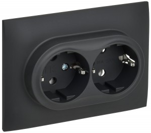 IEK SKANDY роз. СУ 2 мест. 16А (земля) графит SK-R08G SK-R21-16-K53-F
