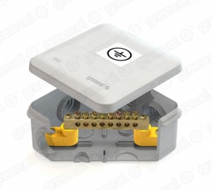 GREENEL Коробка распред. ОУ 100х100х50мм (уравн.потенц.-КУП 6 гермовводов, шина, P55, (48шт) GE41361