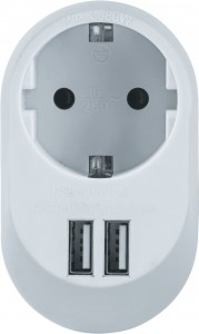 Navigator разветвитель 1 роз. 16А + 2USB 5V 3,4A (роз.блок,адаптер/зарядка) NAD-USB01-1E-C-WH 61454