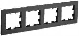 IEK BRITE Рамка 4 мест. РУ-4-2-Бр стекло черный матовый BR-M42-G-31-K02